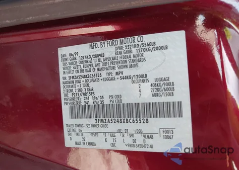 1999 Ford Windstar Se from USA, damaged, VIN 2FMZA5248XBC65528